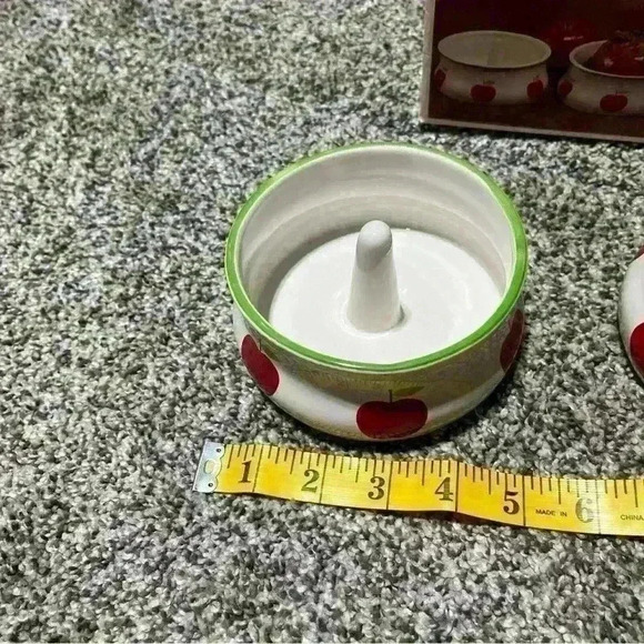 Set of 2 Westwood Ceramic Apple Bakers Baking Dishes White with Red Apples - Picture 10 of 11